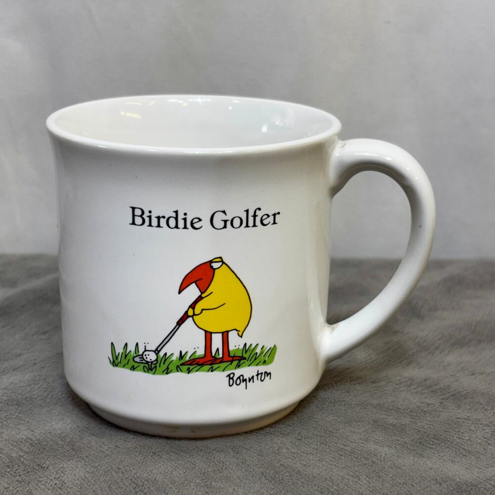 Sandra Boynton Birdie Golfer Coffee Mug 1980s Japan Recycled Paper Products 12oz